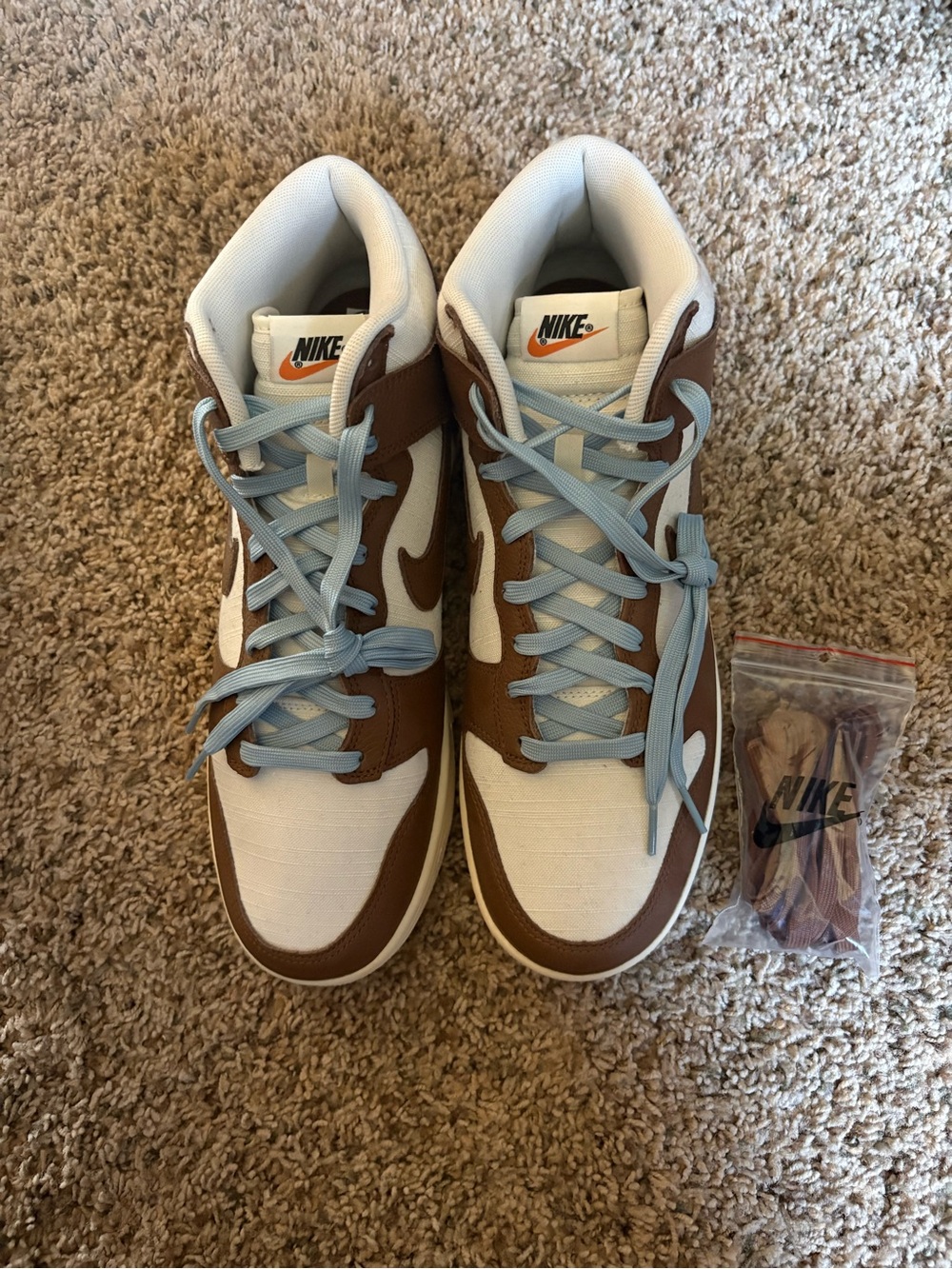 Nike Dunk High Sneakers in Brown & Light Blue
